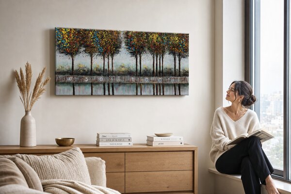 Maľovaný obraz na stenu STROMY 100x50 cm - 100×50 cm / Klasický 2 cm
