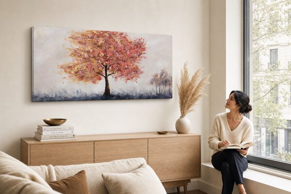 Maľovaný obraz na stenu STROMY 100x50 cm - 100×50 cm / Klasický 2 cm