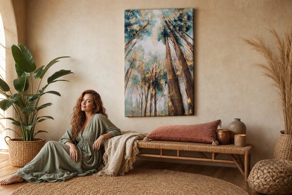 Maľovaný obraz na stenu STROMY 60x90 cm - 60×90 cm / Premium 4 cm