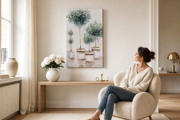 Maľovaný obraz na stenu STROMY 60x90 cm - 60×90 cm / Klasický 2 cm