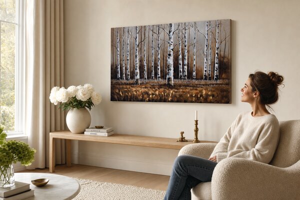 Maľovaný obraz na stenu STROMY 90x60 cm - 90×60 cm / Klasický 2 cm