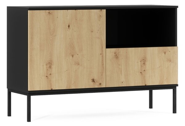 Komoda LANZZI 120x40 cm, čierna/dub