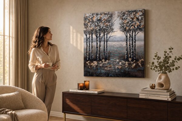 Maľovaný obraz na stenu STROMY 70x70 cm - 70×70 cm / Premium 4 cm