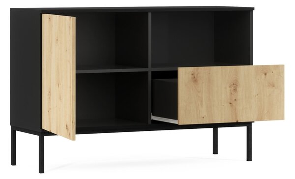Komoda LANZZI 120x40 cm, čierna/dub