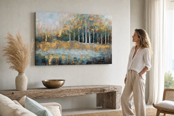 Maľovaný obraz na stenu STROMY 90x60 cm - 90×60 cm / Klasický 2 cm
