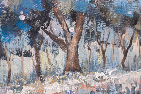 Maľovaný obraz na stenu STROMY 90x60 cm - 90×60 cm / Klasický 2 cm