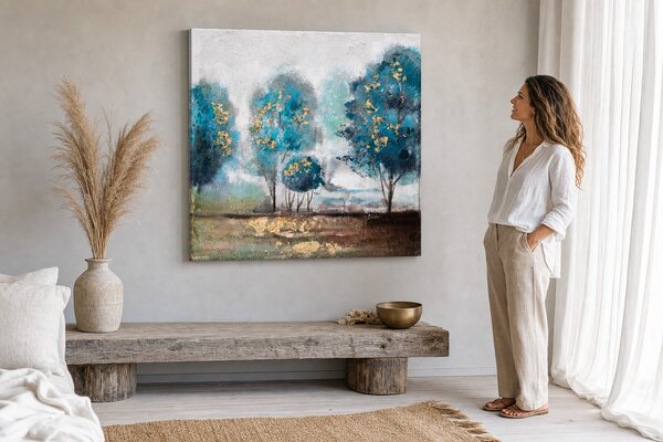 Maľovaný obraz na stenu STROMY 60x60 cm - 60×60 cm / Klasický 2 cm