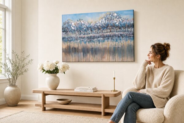Maľovaný obraz na stenu STROMY 90x60 cm - 90×60 cm / Klasický 2 cm