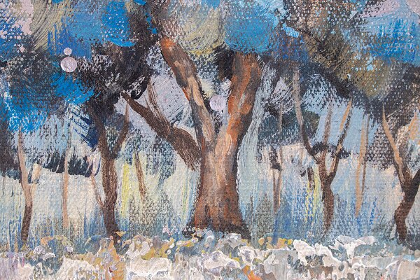 Maľovaný obraz na stenu STROMY 90x60 cm - 90×60 cm / Klasický 2 cm