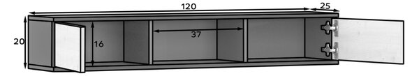 Polica so skrinkami LANZZI 120 cm, čierna