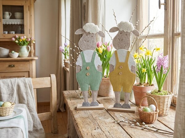 Veľkonočná dekorácia FELT LAMB 50 cm - viac farieb Farba: Zelená
