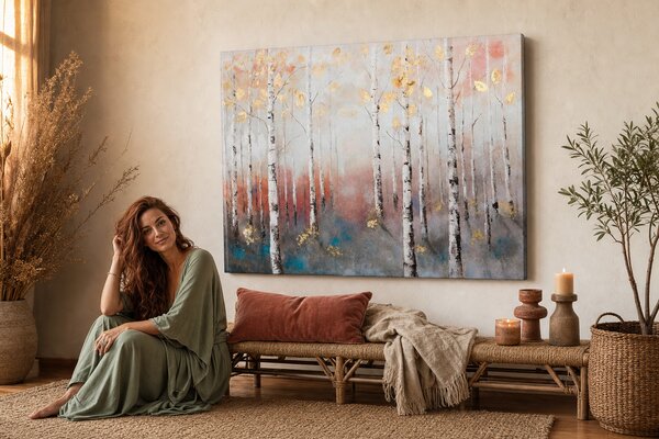 Maľovaný obraz na stenu STROMY 100x80 cm - 100×80 cm / Klasický 2 cm