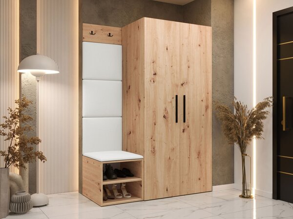 Mirjan24 Predsieň Hekurt IV, Farby: dub artisan, Dostupné poťahy: ekokoža Soft 017 (biela) 5903211433030