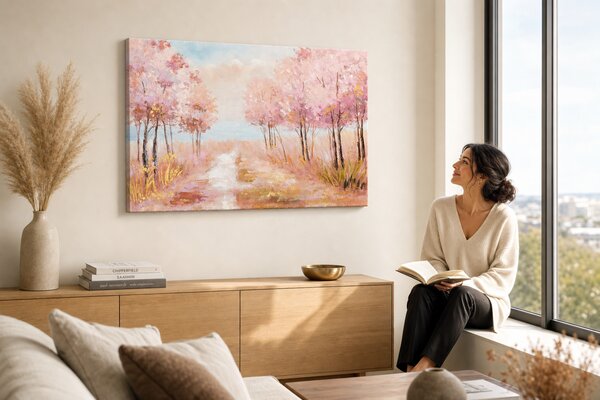 Maľovaný obraz na stenu STROMY 60x90 cm - 60×90 cm / Klasický 2 cm