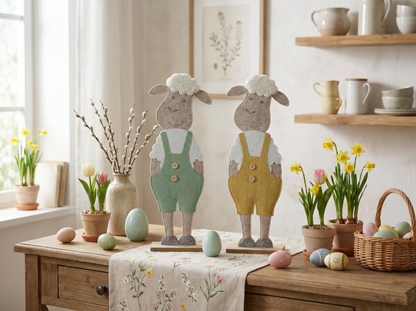 Veľkonočná dekorácia FELT LAMB 50 cm - viac farieb Farba: Zelená