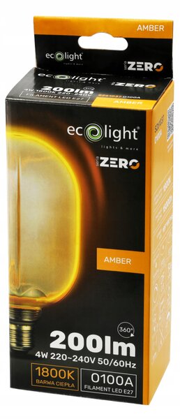 ECOLIGHT Dekoratívna LED žiarovka E27 4W 200lm O100 Amber Retro - rada ZERO