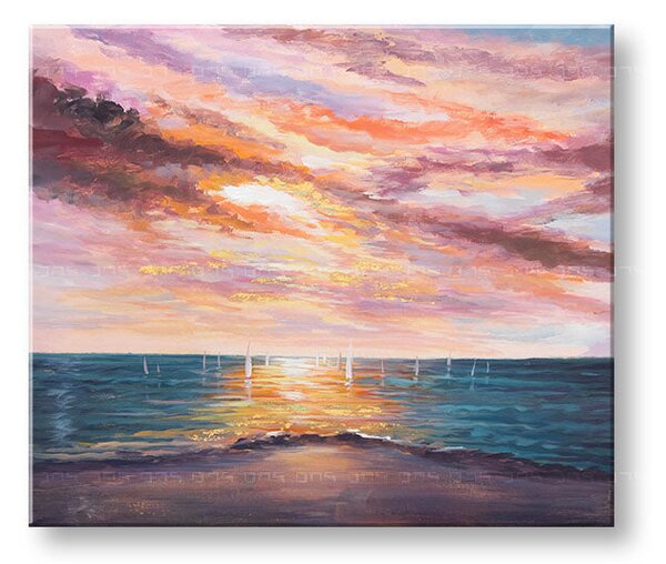 Maľovaný obraz na stenu ZÁPAD SLNKA 70x60 cm - 70×60 cm / Klasický 2 cm