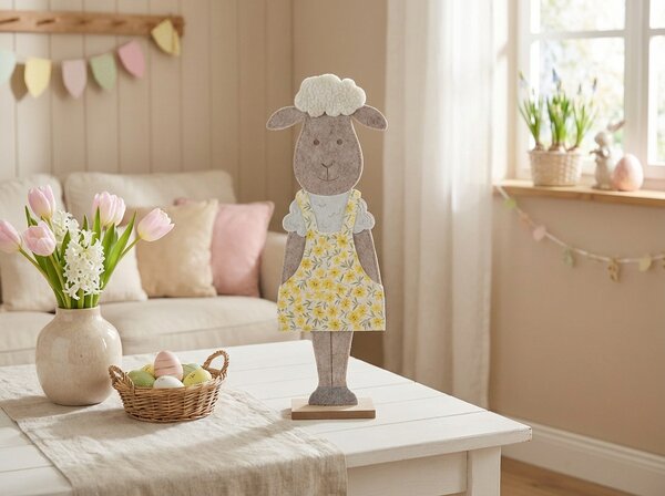 Veľkonočná dekorácia FELT OVCA 50 cm - viac farieb Farba: Žltá