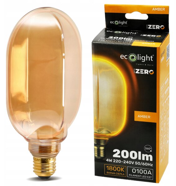 ECOLIGHT Dekoratívna LED žiarovka E27 4W 200lm O100 Amber Retro - rada ZERO