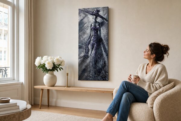 Maľovaný obraz na stenu ŽENA 50x120 cm - 50×120 cm / Klasický 2 cm