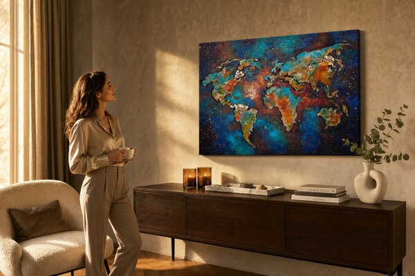 Maľovaný obraz na stenu ZEM 100x70 cm - 100×70 cm / Klasický 2 cm