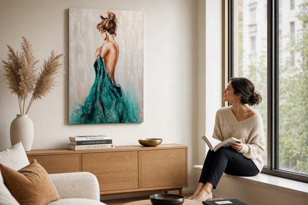 Maľovaný obraz na stenu ŽENA 60x90 cm - 60×90 cm / Klasický 2 cm