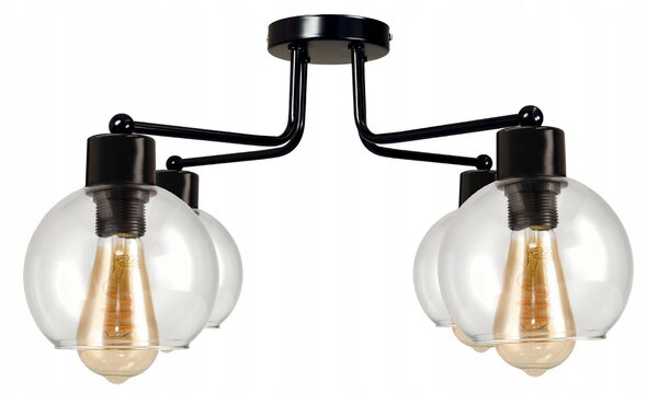 BERGE LED lustrové stropné svietidlo 4xE27 priehľadná sklenená guľa