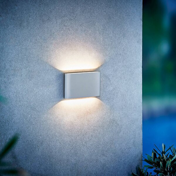 Vonkajšie nástenné LED Kinver plochý tvar, biele