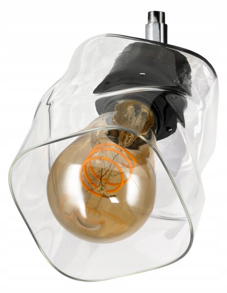 BERGE LED luster závesné stropné svietidlo E27 priehľadný sklenený štvorec