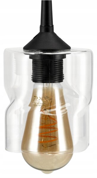 BERGE LED luster závesné stropné svietidlo E27 priehľadný sklenený štvorec