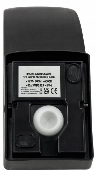 BERGE LED nástenné svietidlo 12W - 800lm - vonkajšie s pohybovým čidlom
