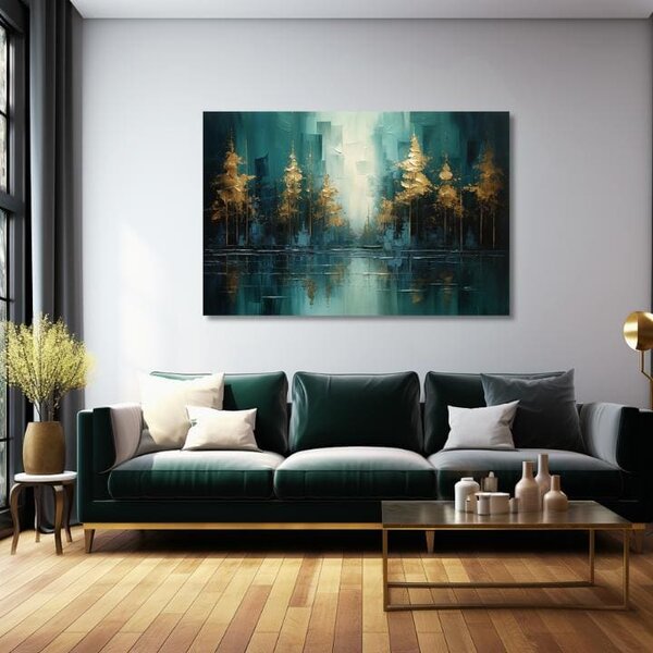Moderný umelecký obraz Zlatý odlesk lesa - PREMIUM ART - 40x60 cm
