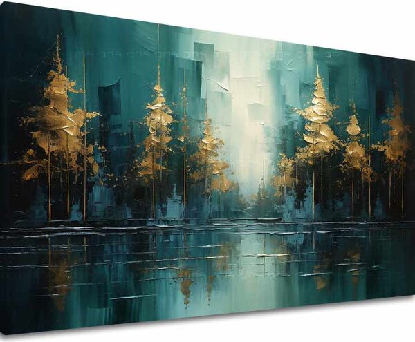 Moderný umelecký obraz Zlatý odlesk lesa - PREMIUM ART - 40x60 cm