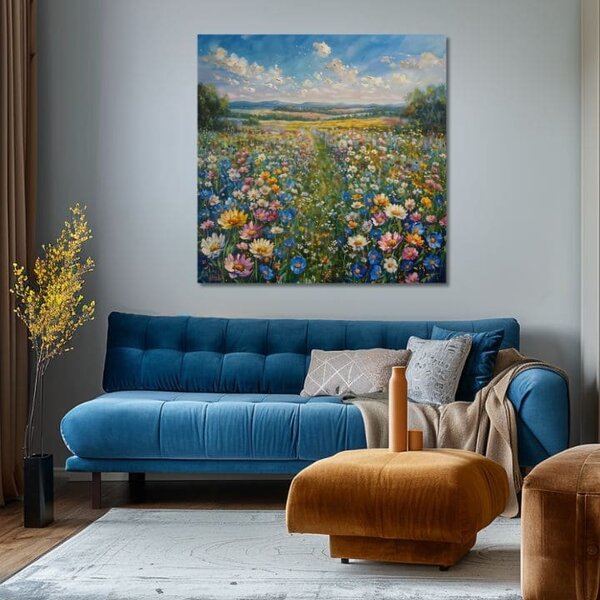 Obraz krajiny na plátne Letná lúka - 60x60 cm