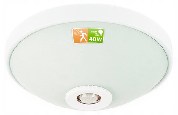 ECOLIGHT LED stropné svietidlo 2xE27 s pohybovým senzorom - sklo