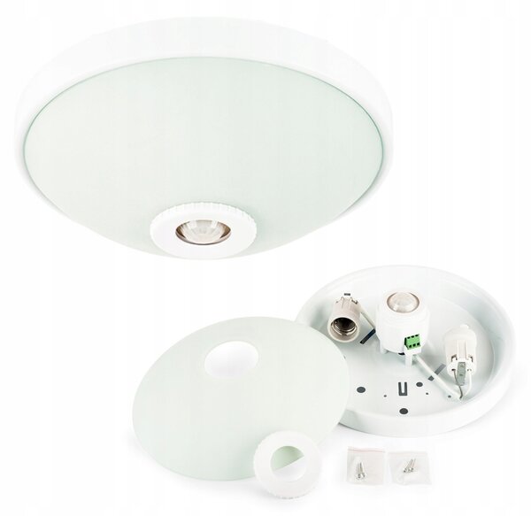 ECOLIGHT LED stropné svietidlo 2xE27 s pohybovým senzorom - sklo