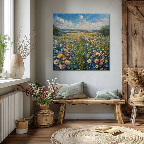 Obraz krajiny na plátne Letná lúka - 60x60 cm