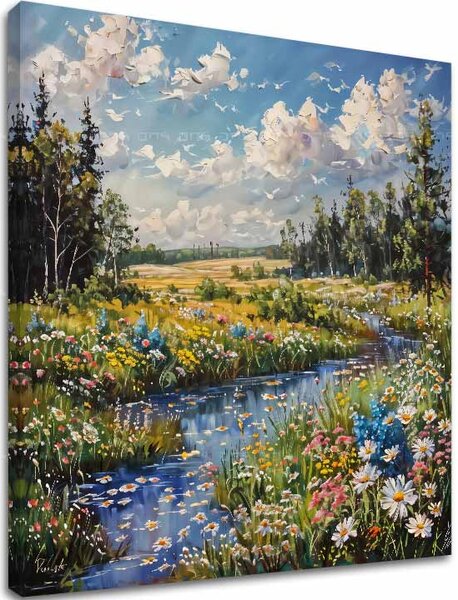 Obraz krajiny na plátne Potok v prírode - 60x60 cm