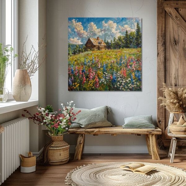 Obraz krajiny na plátne Leto u babky - 60x60 cm