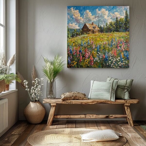 Obraz krajiny na plátne Leto u babky - 60x60 cm