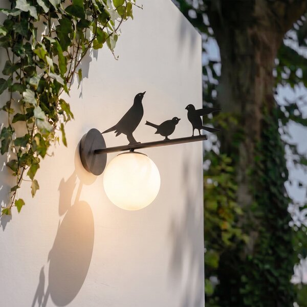 Vonkajšie Svietidlo Lindby, Lintu Bird, stmievateľné, Čierna, Balkón, Kov, Rustikálny