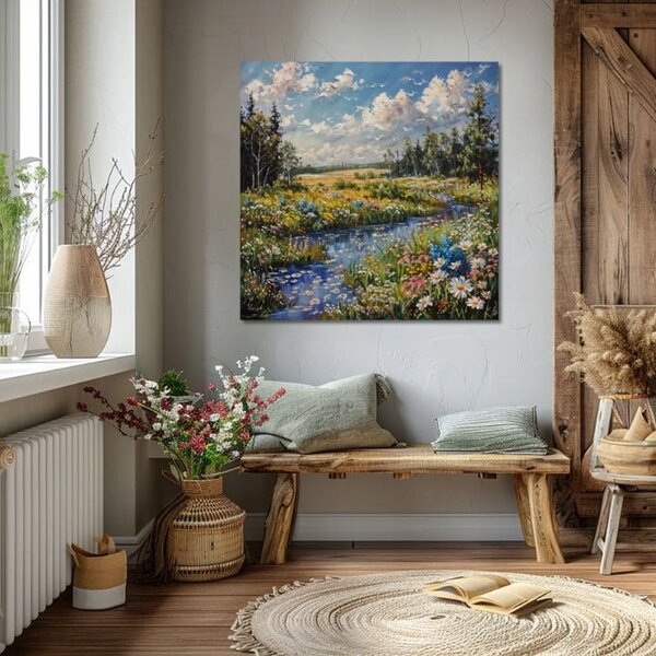 Obraz krajiny na plátne Potok v prírode - 60x60 cm