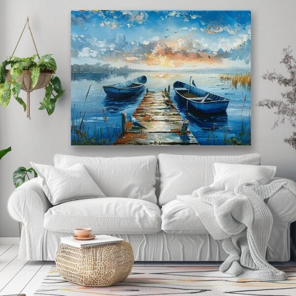 Obraz krajiny na plátne Romantický západ slnka | dokončené rukou umelca - 40x60 cm