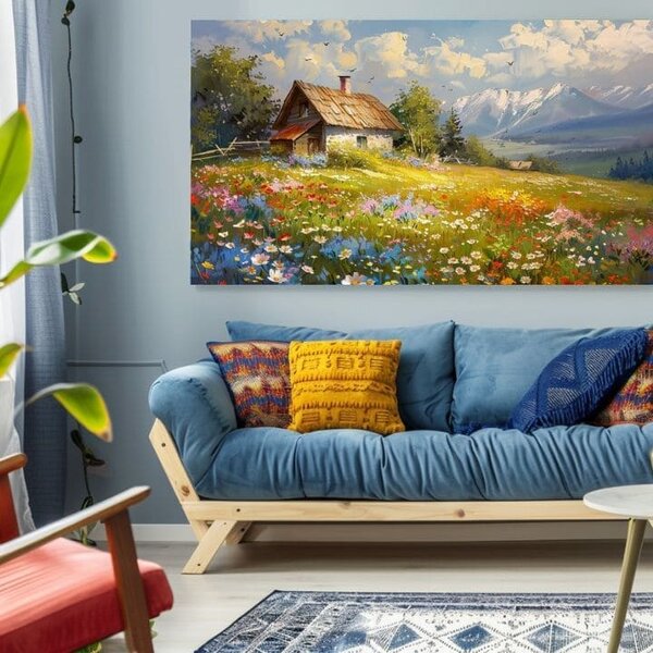 Obraz na plátne Farebná kvetinová lúka | dokončené rukou umelca - 40x60 cm