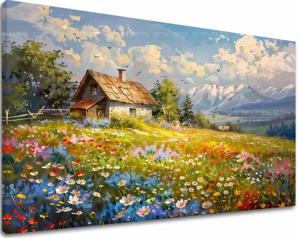 Obraz na plátne Farebná kvetinová lúka | dokončené rukou umelca - 40x60 cm