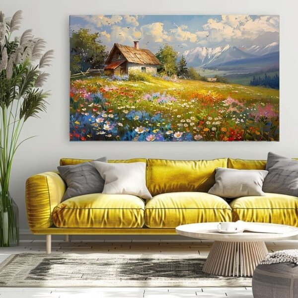 Obraz na plátne Farebná kvetinová lúka | dokončené rukou umelca - 40x60 cm