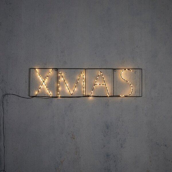 Vianočná nástenná lampa čierna XMAS vrátane LED s časovačom IP44 - Yoro