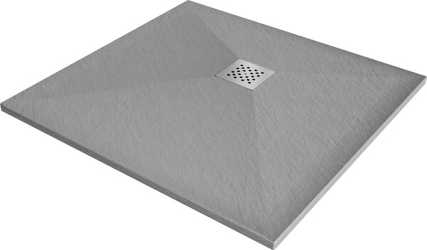 Mexen Stone+, štvorcová vanička z minerálneho kompozitu 90 x 90 cm, šedá-betónová, 44619090
