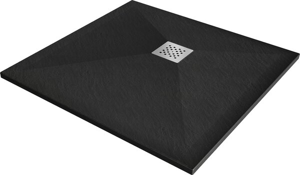 Mexen Stone+, štvorcová vanička z minerálneho kompozitu 70 x 70 cm, čierna matná, 44707070