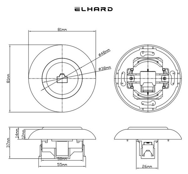 Elhard Telefónna zásuvka Retro Klasik RJ11, biela KL2023W